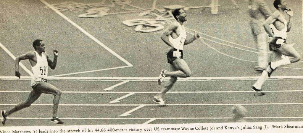 Winning the Bronze for Kenya in the 400 meter dash in the 1972 Munich Olympic Games.